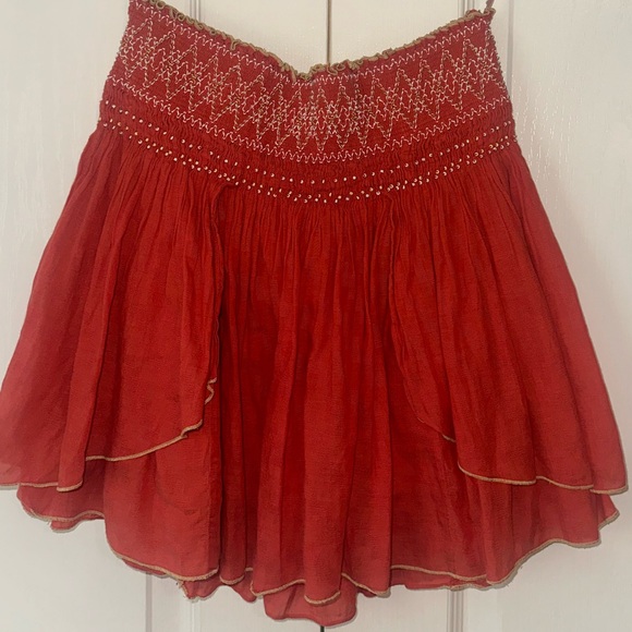 FREE PEOPLE LIP SMOCKING GOOD SKIRT size M - Picture 3 of 4